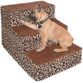 YOFIT Doggy Steps Leopard front view shows stable, easy climbs onto furniture.