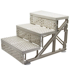 YOFIT Doggy Steps side profile showing compact 3-step design for small spaces.
