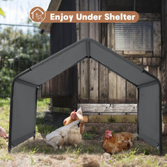 Yokaniwa dog shade shelter in-use provides a dry outdoor resting space.