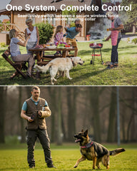 Yolesty training collar mode illustrates gentle corrections to curb barking and digging.
