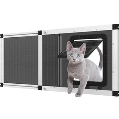 Yoochee ventilated pet door window frame shows sturdy aluminum frame for durable airflow.