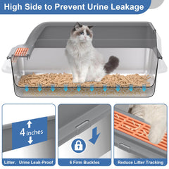 Yoochee-xl sifting litter box bottom pan shows large area for quick separation.