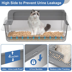 Yoochee XXXL lid four inch height provides privacy and containment for cats.