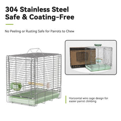 YOOSO WING green cage with stand-perch and feeder cups ready for outdoor adventures