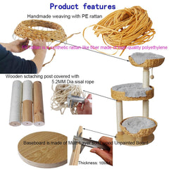 Yorrbily cat tree features real pine wood post for sturdy climbing