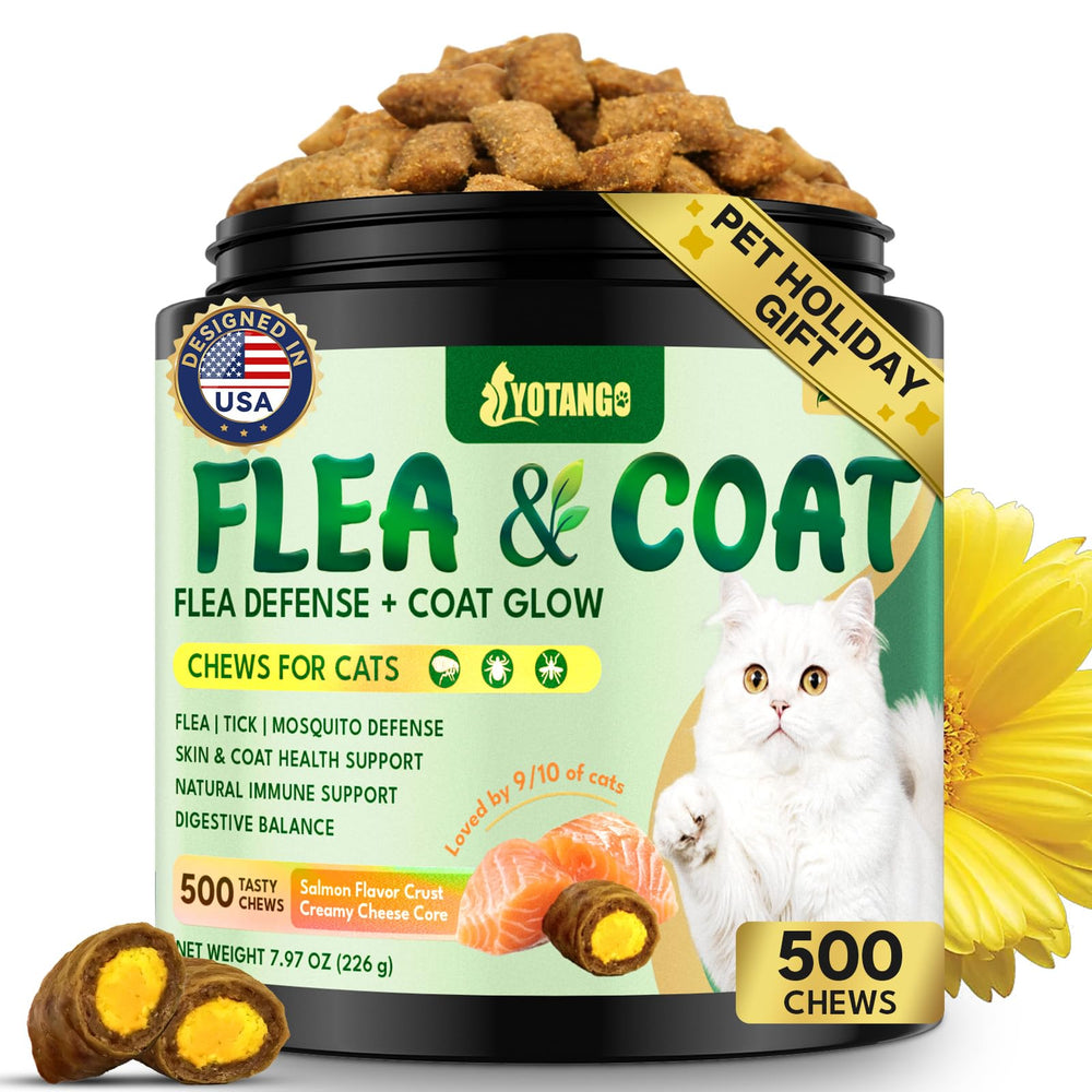 YOTANGO cat flea chews, crunchy crust and creamy core, a tasty daily option for picky cats.