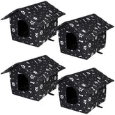 Youdaju outdoor cat house front view in black shows weatherproof shelter