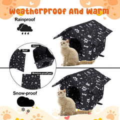 Youdaju paw-print design cat house adds cute style and shelter
