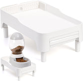 Youeon raised pet feeder stand front view supports comfortable feeding posture for cats and small dogs