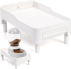 Youeon raised pet feeder stand front view supports comfortable feeding posture for cats and small dogs