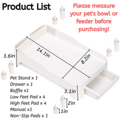 Youeon raised pet feeder stand side view shows adjustable height options for different pets