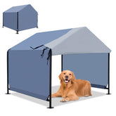 YOUGYM XLarge Outdoor Dog House front view highlights sturdy steel frame for long-lasting shelter