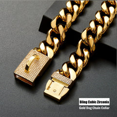 Yowity 19mm wide dog collar front view with bling zircon buckle