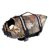 yoyoung camo pet life preserver jacket front view for secure swimming fit