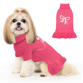 YUDODO Bowknot Dog Sweater Dress back view with bow detail for festive styling