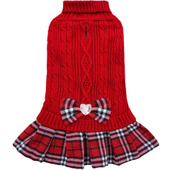 YUDODO dog sweater dress front view showing cozy warmth for small dogs