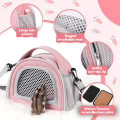 YUDODO hamster carrier bag featuring removable bottom plate for seasonal comfort.