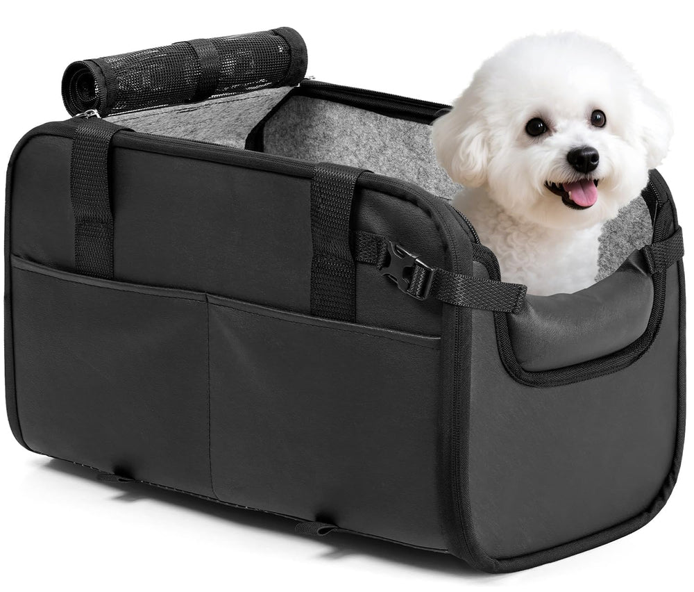 YUDODO large dog car seat center-console front view promotes secure, comfortable travel.