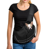 YUDODO Pet Sling Carrier in black side view for hands-free outings with small pets.