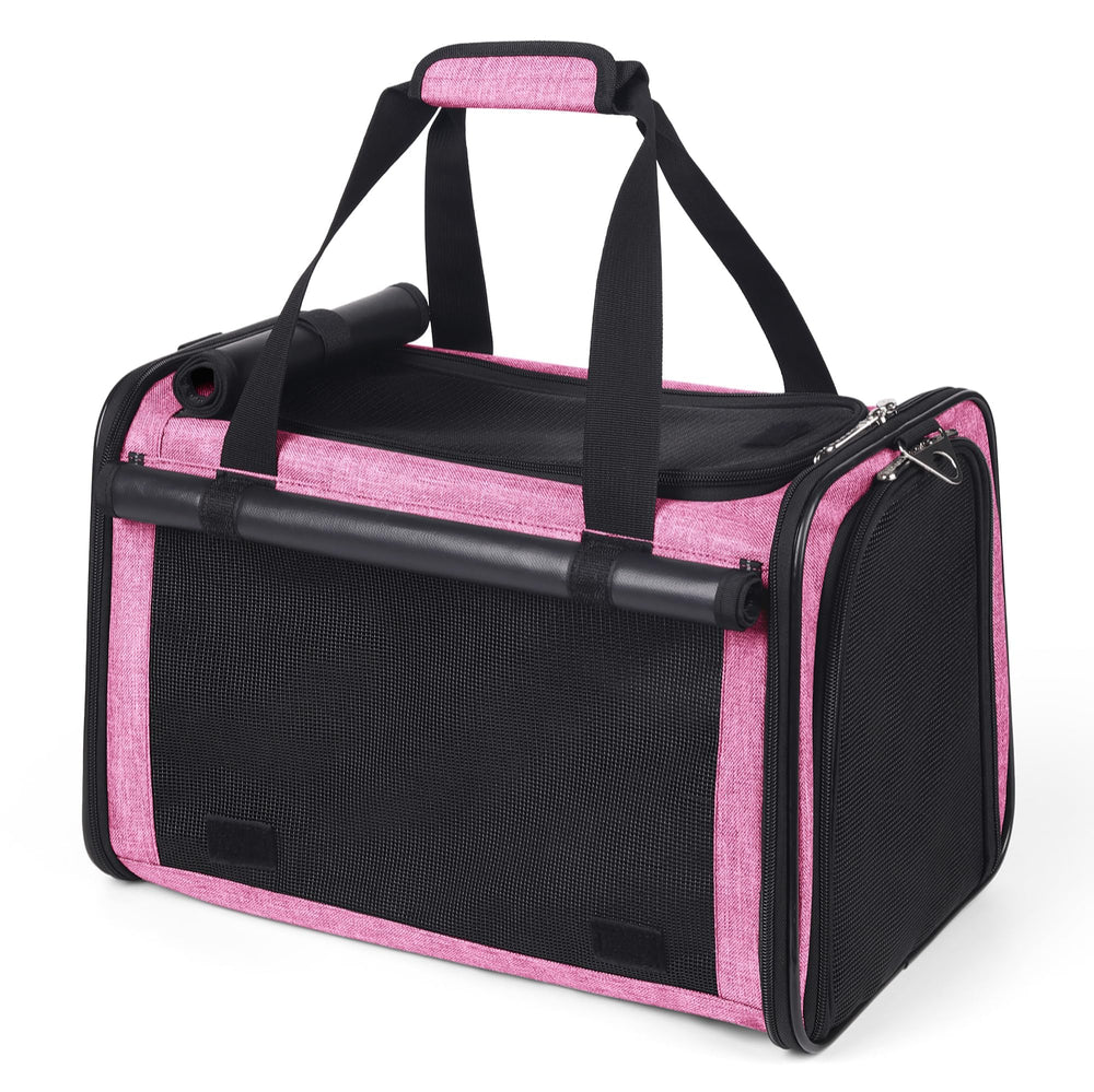 YUDODO pink pet carrier with side ventilation promoting cool airflow for warm days