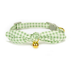 YUDOTE Bowtie Cat Collar plaid pattern closeup, removable bowknot detail.