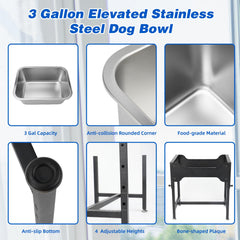 YUEPET elevated dog bowl assembly shows quick setup for home or yard.