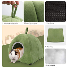 YUEPET guinea pig bed 2pack anti-slip bottom anchors in place during use.