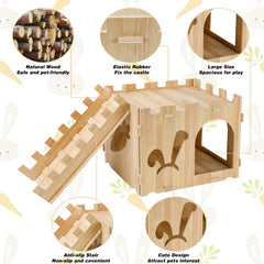 YUEPET rabbit castle interior shows two levels for napping and exploration