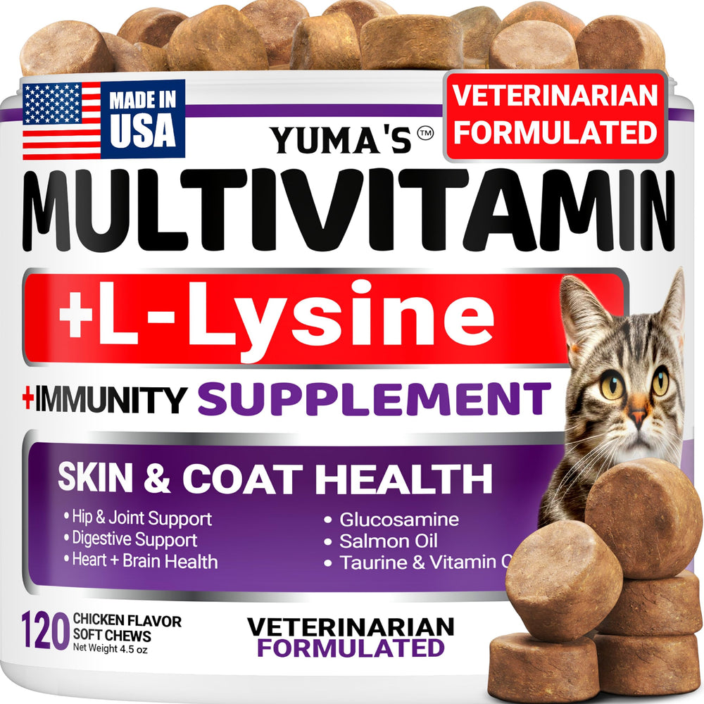 YUMA'S gominolas para gatos en frasco, apoyo diario para piel y pelaje.