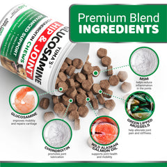 YUMA'S Glucosamine Dogs 240 chews small dog demonstrates easy chew for small breeds.