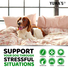 YUMA'S Hemp Calming Chews dog enjoying a treat during barking episodes.