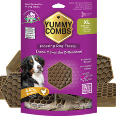 Yummy Combs dog dental honeycomb 360-cleaning shows full-mouth action during chews.