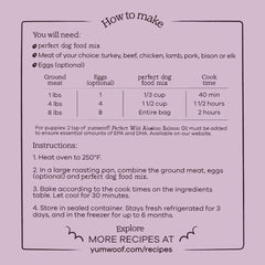 Yumwoof Perfect Dog Food Mix ingredient-closeup reveals real protein sources for nourishing meals.