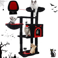 Yungaspy Gothic Cat Tree top perch offers a lofty view for alert cat observation.