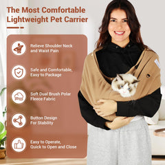 Yunpawpet dog carrier sling front pocket detail for essentials during outings