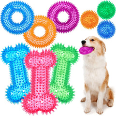Yunsailing dog toy spiky ball squeaks for engaging fetch play.