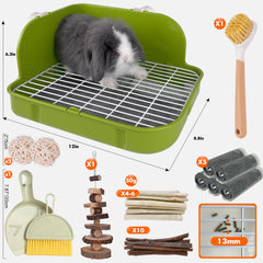 Yuoaes Rabbit Litter Box corner-fit demonstrates secure placement and spill prevention.