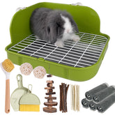 Yuoaes Rabbit Litter Box front view shows deep design for mess containment and easy cleaning.