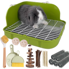 Yuoaes Rabbit Litter Box front view shows deep design for mess containment and easy cleaning.