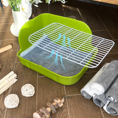 Yuoaes Rabbit Litter Box lock-in-place image shows cage-safe stability during use.