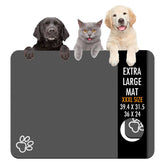 Yuzshin pet food mat absorbs spills, keeping floors dry under bowls.