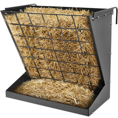 YXJSTO wall mount hay rack front view showing sturdy galvanized frame for safe feeding.