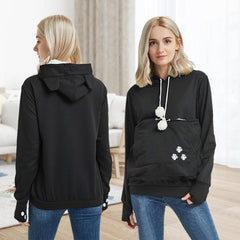 YYW Pet Holder Hoodie pocket closeup highlights functional front pocket for essentials.