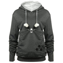 YYW pet hoodie front view with cozy fur-lined pouch