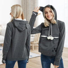 YYW pet hoodie side view emphasizes spacious front pocket