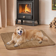 ZAKAPAWS dog crate pad khaki full bed scene for large dogs offering roomy comfort