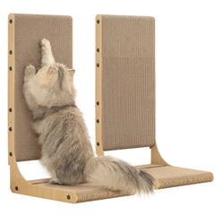 Zakkart 2-pack cat scratching board in vertical setup protecting furniture