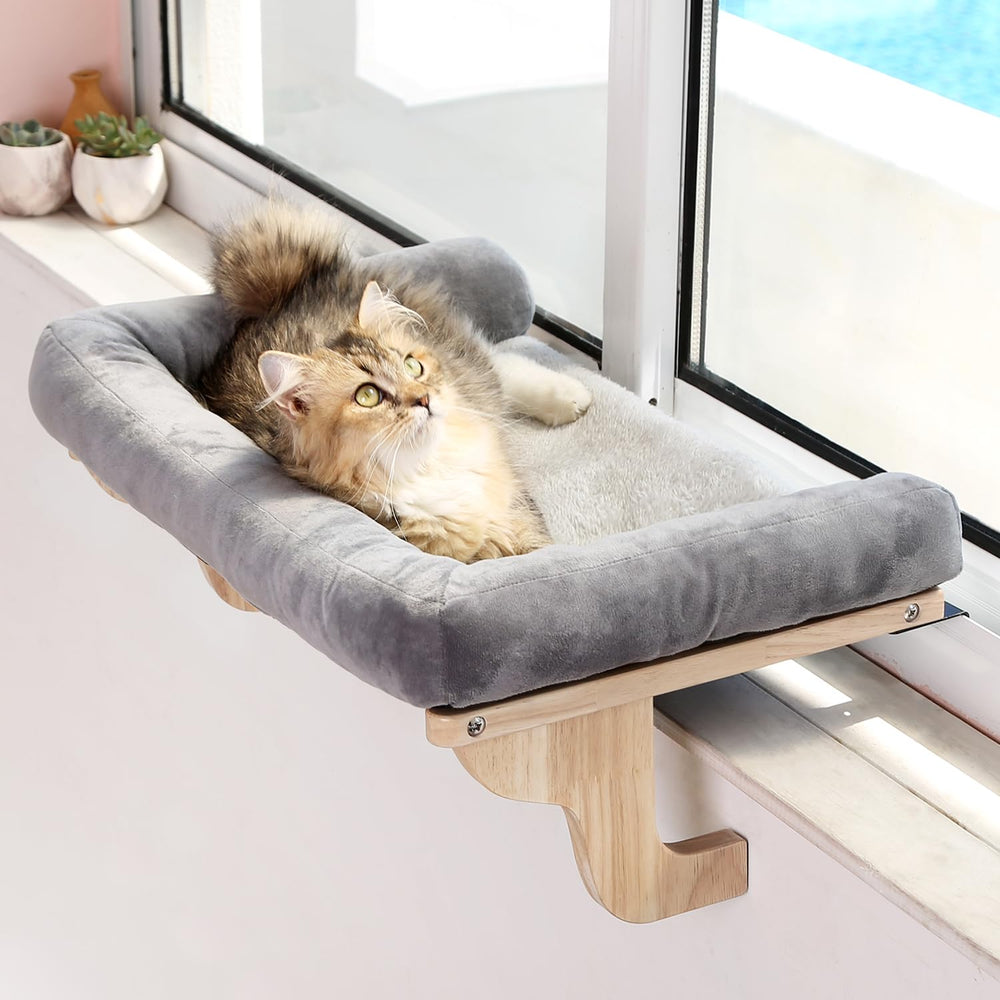 Zakkart cat perch window sill assembly shows secure mounting for multiple window setups