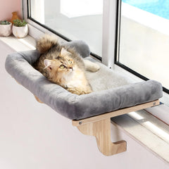 Zakkart cat perch window sill assembly shows secure mounting for multiple window setups