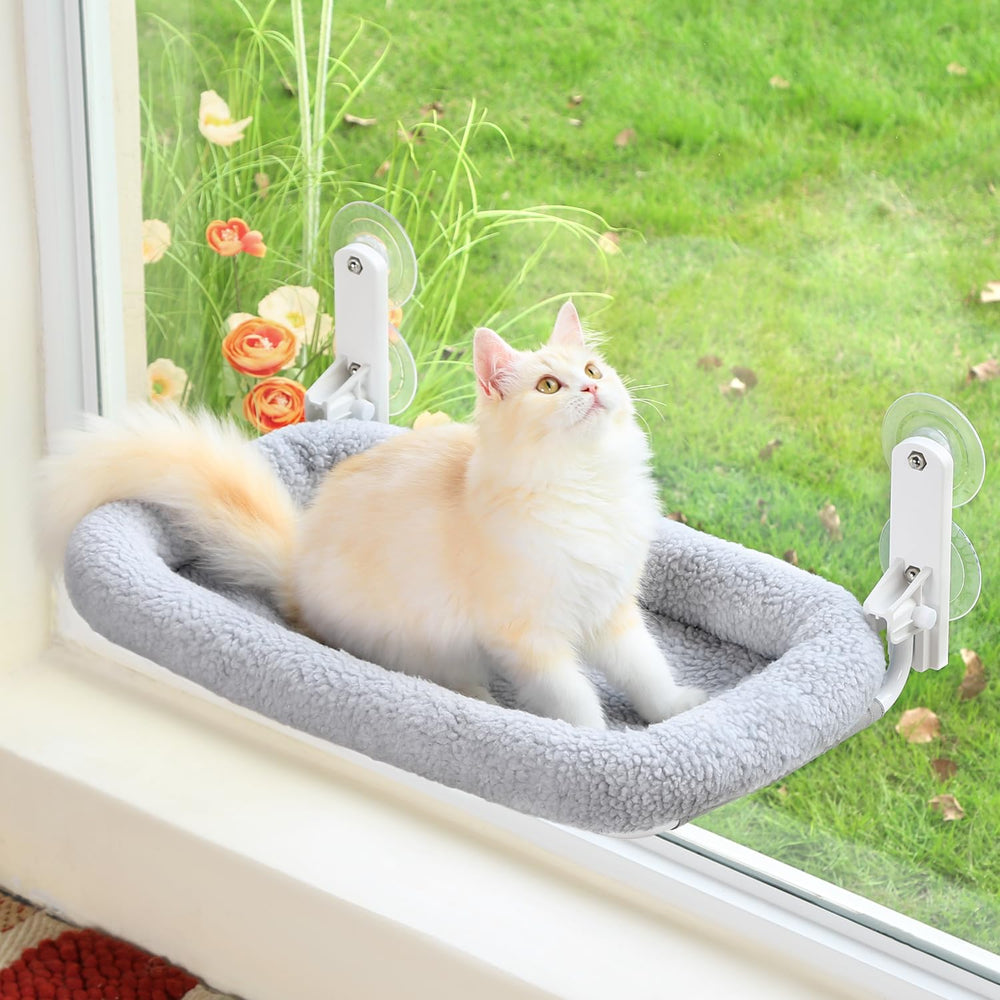 Zakkart foldable cat hammock window cordless design demonstrates portable setup and easy storage.